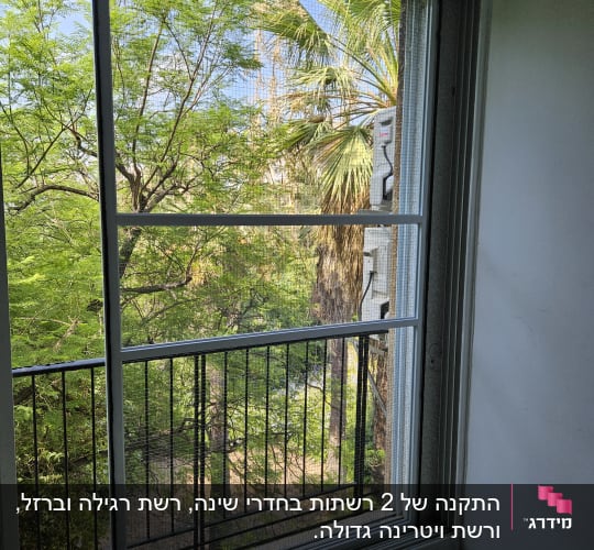 חלון אלומיניום עם מסגרת ומסילה